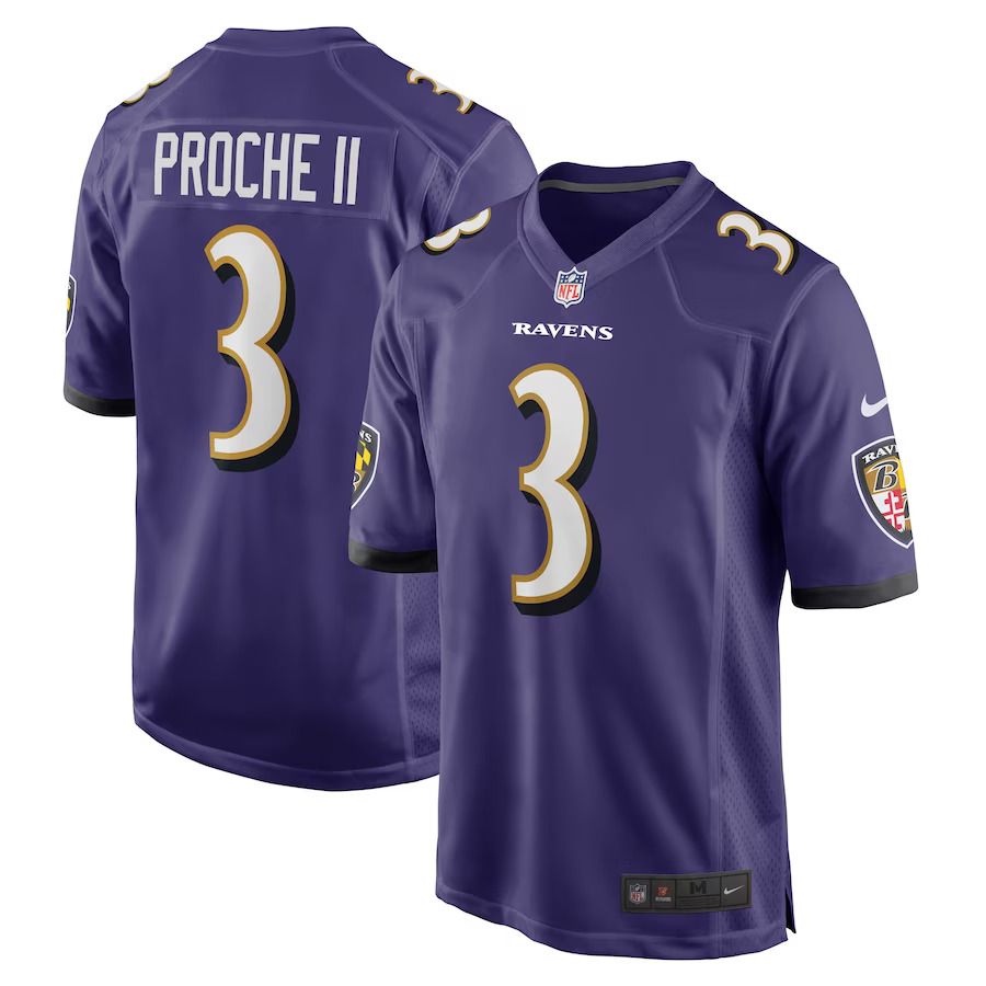 Men Baltimore Ravens 3 James Proche II Nike Purple Team Game Player NFL Jersey